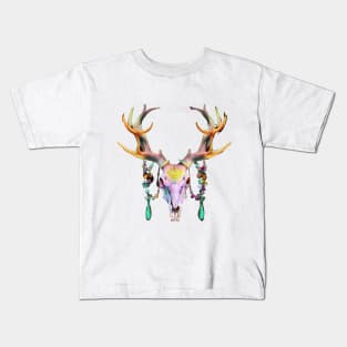 Boho Stag Scull Kids T-Shirt